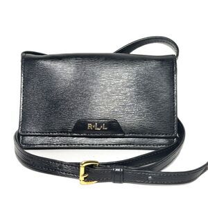 Lauren Ralph Lauren convertible black leather wallet / crossbody bag RLL